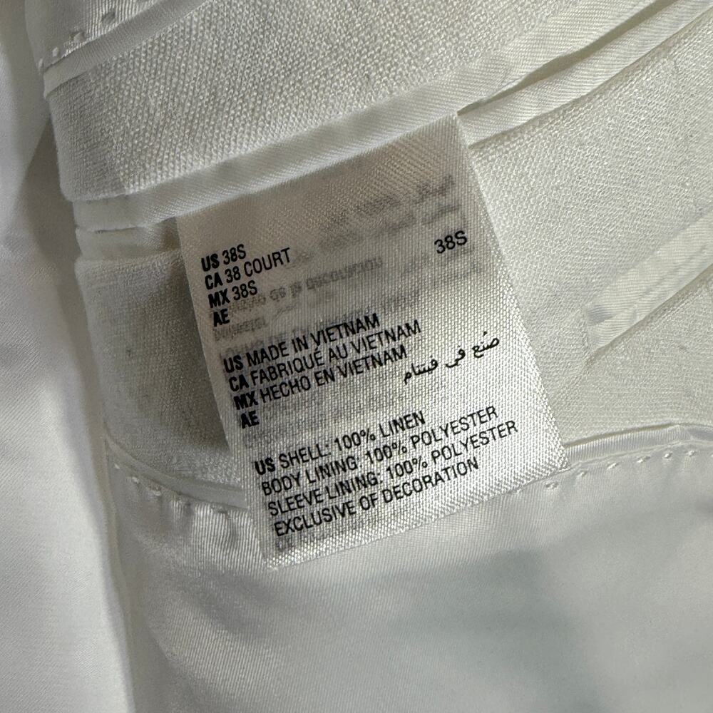 Bar III Men's Slim-Fit White 100% Linen Suit Jacket white 38S $360 - Picture 7 of 9